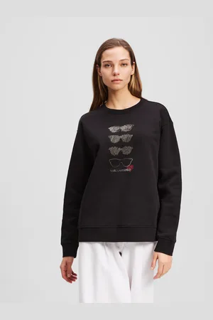 Karl Lagerfeld Rhinestone Sunglasses Sweatshirt, Woman, , Size: XS