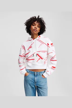 Karl Lagerfeld Relaxed Cropped All-over-print Hoodie, Woman, , Size: XS