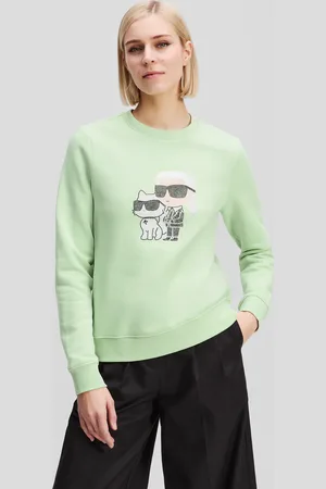 Karl Lagerfeld Rhinestone Ikon Karl & Choupette Sweatshirt, Woman, , Size: XS