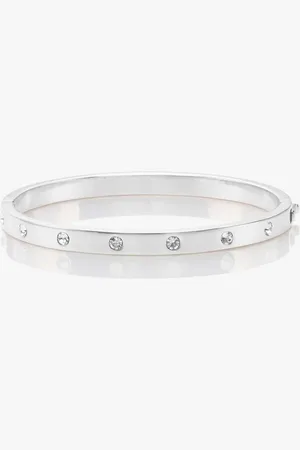 Kate Spade Set in Stone Hinged Silver Bangle