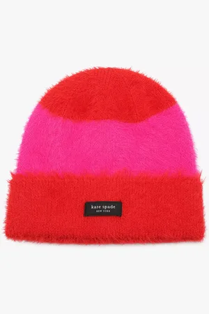 Kate Spade Awning Stripe Fuzzy Beanie