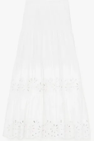 Kate Spade Daisy Eyelet Tiered Maxi Skirt