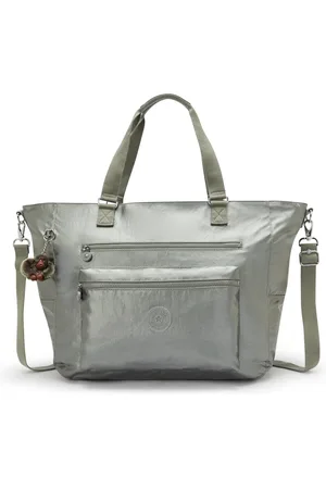 Kipling Weekend Bag Isaac Moon Grey Metallic Large Woman 100% Polyamide