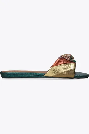 Kurt Geiger Kensington Flat Sandal - Rainbow Stripe Slip On Sandal