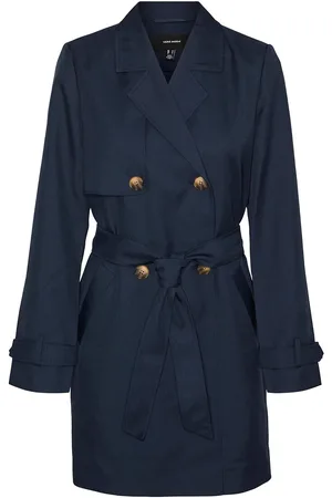 Vero Moda longline belted trench coat in stone