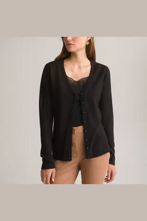 ANNE WEYBURN V-Neck Cardigan in Soft Knit