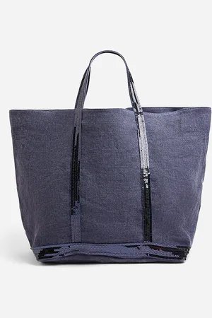 Vanessa Bruno Linen Large Tote Bag with Sequin Trim