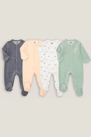 La Redoute Pack of 4 Sleepsuits in Velour