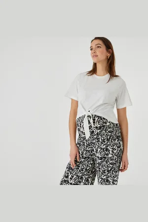 La Redoute Tie-Front Maternity T-Shirt in Cotton with Crew Neck