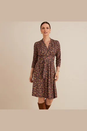 ANNE WEYBURN Full Mid-Length Dress in Floral Print