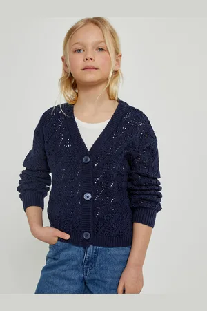 La Redoute Cotton Mix Cardigan in Fine Openwork Knit with V-Neck