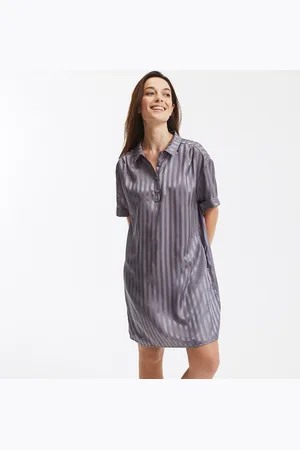 La Redoute Striped Satin Nightshirt with Short Sleeves