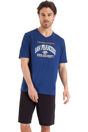 ATHENA Cotton Short Pyjamas with V-Neck T-Shirt
