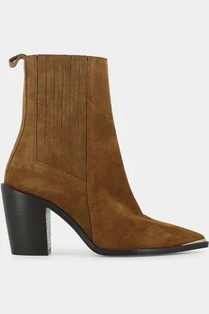 Jonak Basama Pointed Ankle Boots in Suede with Block Heel