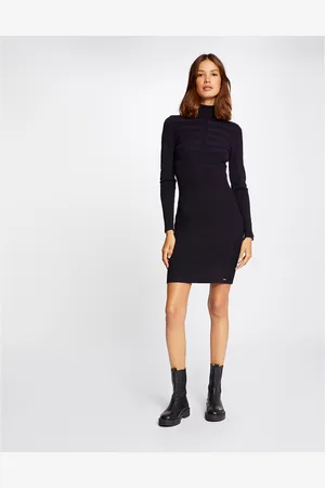 Morgan Fine Knit Jumper Dress with High Neck