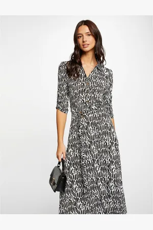 Morgan Printed Midi Shirt Dress with 3/4 Length Sleeves