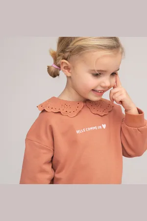 La Redoute Peter Pan Collar Sweatshirt in Cotton with Embroidered Slogan