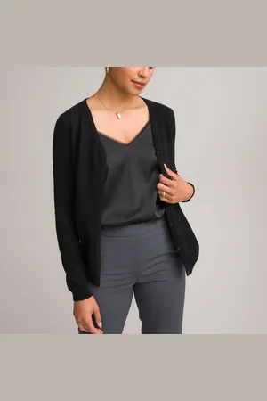 ANNE WEYBURN Cashmere Fine Knit Cardigan