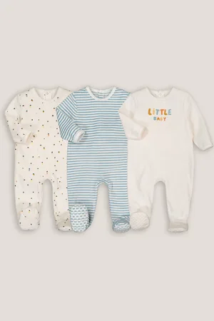 La Redoute Pack of 3 Sleepsuits in Velour
