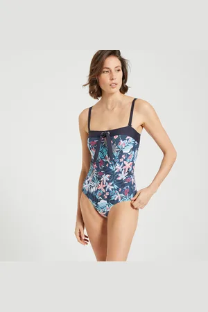 ANNE WEYBURN Floral Print Bustier Swimsuit