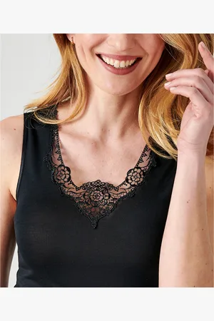 Damart Thermolactyl Vest Top with Guipure Lace, Grade 1