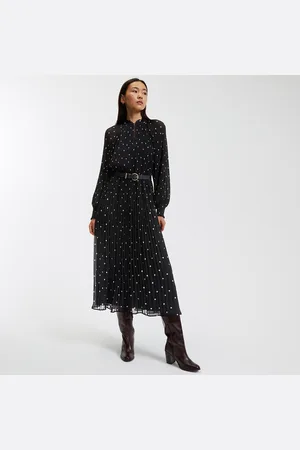 La Redoute Polka Dot Midaxi Dress with Ruffled Neck