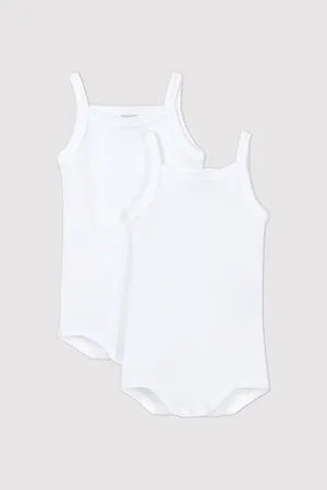 Petit Bateau Pack of 2 Strappy Bodysuits in Organic Cotton
