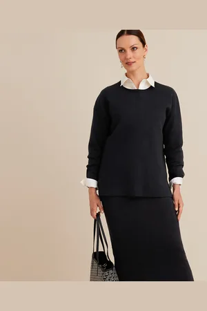 ANNE WEYBURN Milano Knit Jumper with Crew Neck