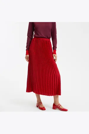 La Redoute Checkered Pleated Maxi Skirt