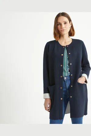 ANNE WEYBURN Long Fine Knit Cardigan with Button Fastening