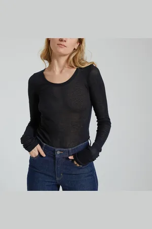 American Vintage Massachusetts Crew Neck T-Shirt with Long Sleeves