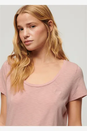 Superdry Embroidered Logo Slub T-Shirt in Cotton Mix with Crew Neck