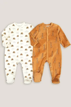 La Redoute Pack of 2 Sleepsuits in Velour