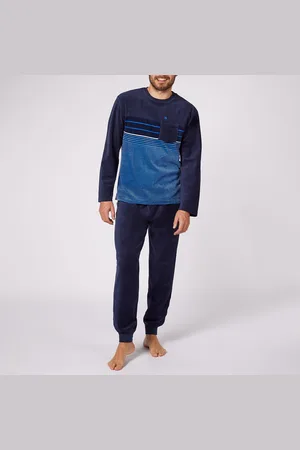 Dodo Long Sleeve Pyjamas with Striped Top in Cotton Mix Velour