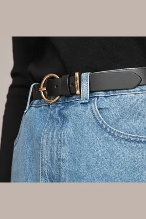 La Redoute Leather Belt with Gold-Tone Buckle