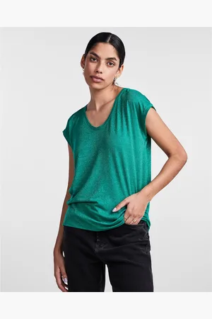 Pieces® Metallic T-Shirt with V-Neck