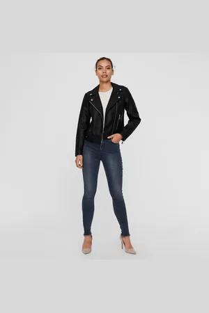 VERO MODA Short Biker Jacket in Faux Leather