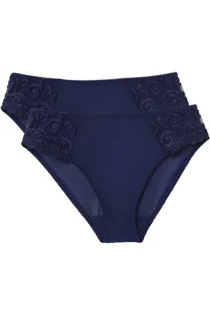 ANNE WEYBURN Pack of 2 Lyssa Knickers in Plain/Embroidered Tulle