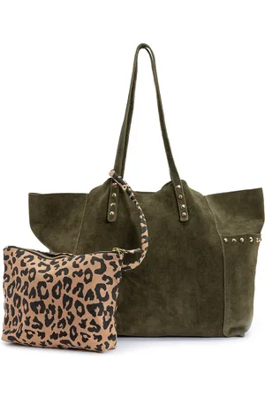 La Redoute Suede Tote Bag with Leopard Print Pouch
