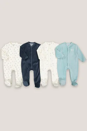 La Redoute Pack of 4 Sleepsuits in Velour