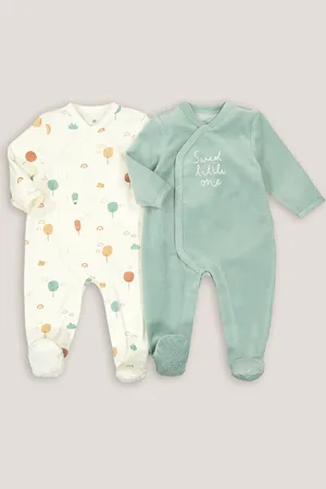 La Redoute Pack of 2 Sleepsuits in Velour