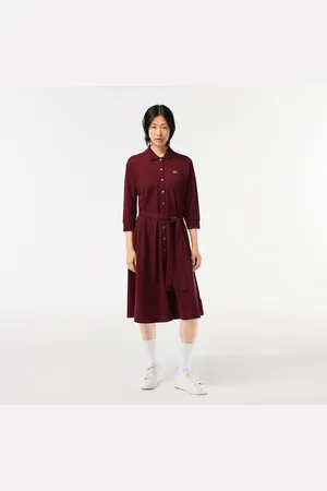 Lacoste Full Midi Polo Dress in Cotton Petit Pique