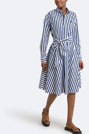 Ralph Lauren Striped Cotton Shirt Dress with Long Sleeves