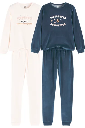La Redoute Pack of 2 Pyjamas in Slogan Print Velour
