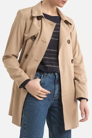 ONLY Buttoned Trench Coat with Tie-Waist