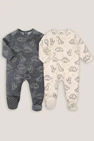 La Redoute Set of 2 One-Piece Velour Dinosaur Print Pyjamas