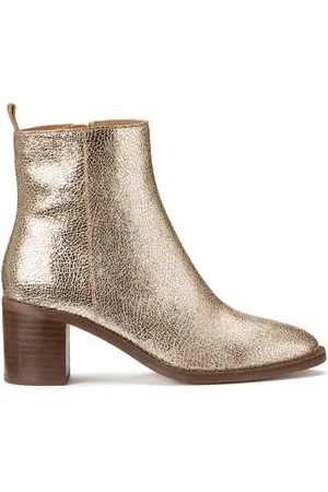 La Redoute Signatures Faustine Block Heel Ankle Boots in Metallic Leather