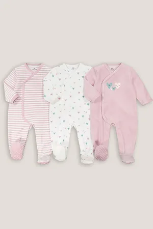 La Redoute Pack of 3 Sleepsuits in Cotton Mix Velour