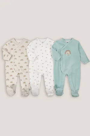La Redoute Pack of 3 Rainbow Sleepsuits in Velour