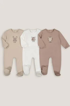 La Redoute Pack of 3 Sleepsuits in Cotton